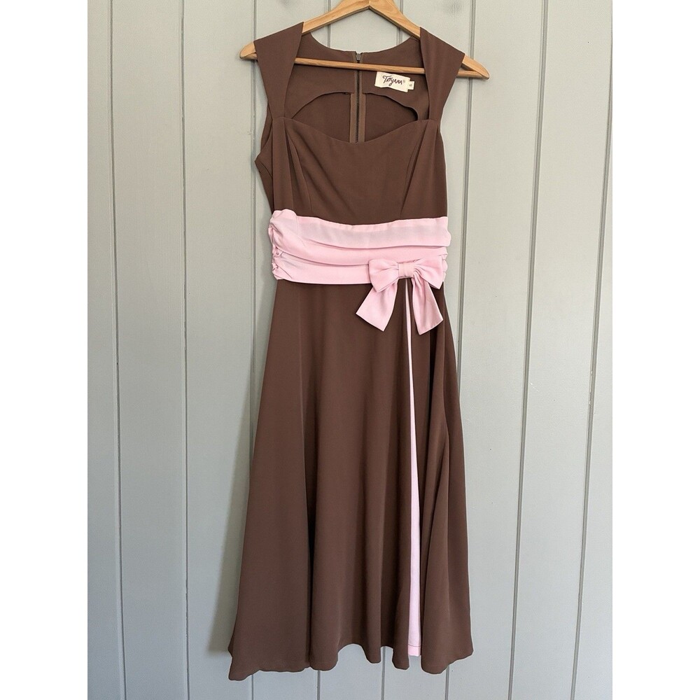 Bettie Page 50's Brown & Pink Sun Dress S Small By Tatyana Rockabilly Style